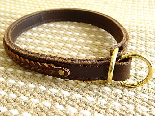 Schutzhund Collar -Gorgeous Wide 2 Ply Leather Choke Dog Collar