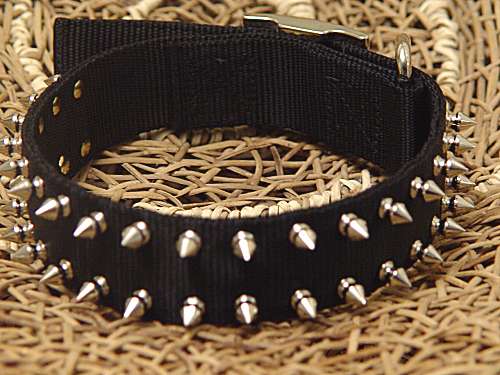 Custom Nylon Spiked Dog Collar-2 Rows of spikes for all breedsl